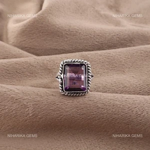 Halloween Sale Natural Amethyst Birthday Solitaire Ring Jewelry Sterling Silver - Picture 1 of 10