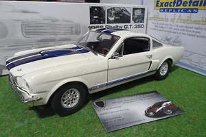 FORD MUSTANG SHELBY GT 350 de 1966 blanc bandes bleu au 1/18 EXACT DETAIL WCC117 - Foto 1 di 12