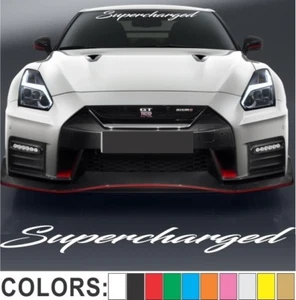 Supercharged - Script Windshield Decal Sticker Turbo Truck Lift Mud Car Diesel - Imagen 1 de 2