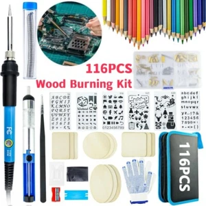 116PCS Wood Burning Kit for Embossing Carving Soldering DIY Creative Tool Set US - Picture 1 of 10