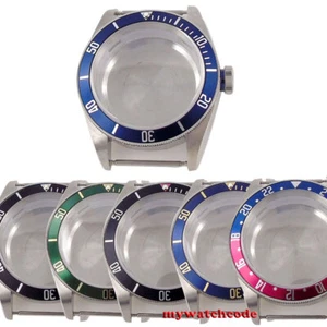 40mm Bow Sapphire Glass Watch Case Fit NH35 NH36 BLUE crown collar Black Bay - Picture 1 of 16