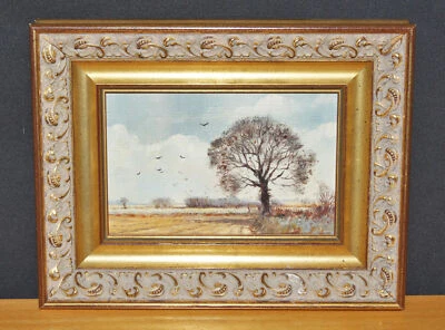 James J Allen Miniature Framed Oil Painting, Late Autumn near Worstead Norfolk - Imagem 1 de 3
