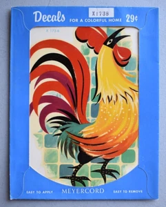 ~ Colorful Farm ROOSTER ~ Vintage 1950's Meyercord Water DECAL - Picture 1 of 3