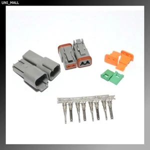 2 x Deutsch DT 2-Pin Connector Kit 14-16AWG Stamped Contacts (Made in USA) - Picture 1 of 8