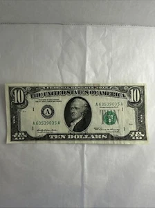 (( ERROR - MISALIGNED )) $10 1969 FEDERAL RESERVE NOTE PAPER CURRENCY RARE - Picture 1 of 15