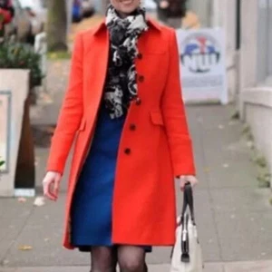 J. Abrigo de Lana Crew Doble Tela Dama Día Metro en Rojo Llama Exterior Mujer Talla 8 - Imagen 1 de 7
