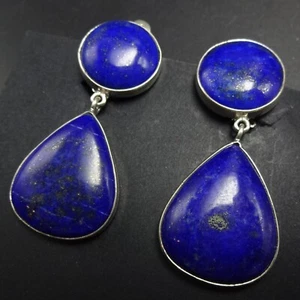 Exquisite FEDERICO JIMENEZ Sterling Silver BLUE LAPIS LAZULI Clip-On EARRINGS - Picture 1 of 16