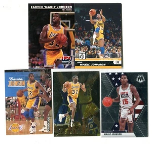Magic Johnson 5 Card Basketball Card Lot HOF MSU LA LOS ANGELES LAKERS (LOT 24) - Picture 1 of 1