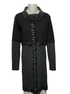 NUEVO SIN ETIQUETAS LO RI Cárdigan Suéter Abrigo Medio Largo Gris/Negro Mezcla Lana Italiana Talla M - Imagen 1 de 5