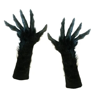 Long Fingered Black Werewolf Wolf Beast Adult Costume Hands Gloves - Picture 1 of 4