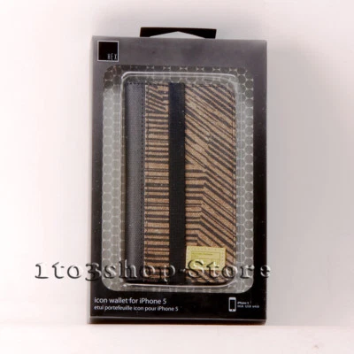 HEX Icon Wallet Folio ID Credit Cards Case for iPhone 5s 5 iPhone SE Black/Brown - Image 1 of 4