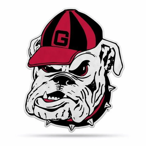 GEORGIA BULLDOGS MASCOT HEAD SHAPED FELT CUT PENNANT UNIVERSITY SIGN 14 1/4"X18" Cover