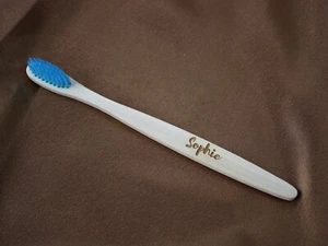 Personalised Bamboo Natural 100% Eco-Friendly Blue Engraved Toothbrush - Picture 1 of 5