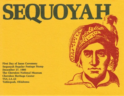USPS FDC Ceremony Program #1859 Sequoyah Cherokee Heritage Oklahoma 1980 - Image 1 of 4