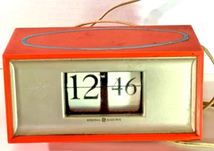 Vintage General Electric Model 8114 Flip Clock Radio Orange 120V - Picture 1 of 10