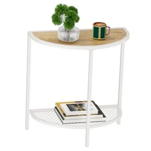 Night Stand Small End Table 19.7'' Half Moon Side Table for Living Bed Oak - Picture 1 of 5