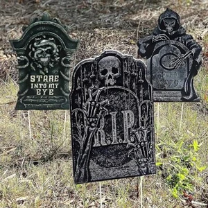 3/6/10Pcs Halloween Tombstone Decorations Graveyard Headstone Yard Signs Outdoor - Picture 1 of 32