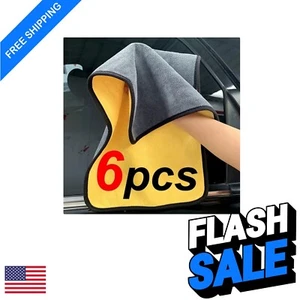 6pcs Ultra-Soft Microfiber Cleaning Towels for Streak-Free Car Washing - Picture 1 of 8