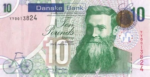 NORTHERN IRELAND 10 Pounds 2013, P-212a* DB1ar Replacement YY, Danske, VF, Rare - Picture 1 of 2
