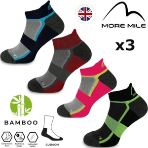 BAMBOO SOCKS CUSHIONED PADDED RUNNING WALKING SPORTS GYM MORE MILE 3 PAIRS - Picture 1 of 5