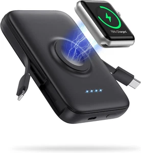 Portable Charger Power Bank 6000Mah Wireless Charge for Apple Iwatch 9/8/7/6/5/4 - Picture 1 of 7