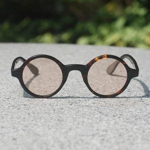 Men Round light amber sunglass brown polarized sunglasses Johnny Depp glasses - Picture 1 of 10