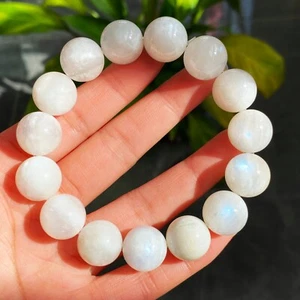 14,4 mm Natur Mondstein Stark Blau Licht Kristall Perlen Armband B413 - Bild 1 von 8