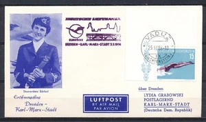 VADUZ LIECHTENSTEIN 23.IV.58 1er VUELO DRESDE-KARL-MARX-STADT (Extranjero) Sc213 - Imagen 1 de 2