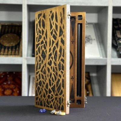 Wood&Epoxy Resin Backgammon Set Board Family Game, Size 18,9*9,4", Travel Game - Image 1 of 4