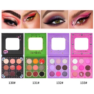 Red Goth Eyeshadow Palette 9 Colors Halloween Glitters Makeup Clown Vampire SFX - Picture 1 of 23