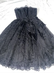 Vintage Lanz Originals schwarz Tüll formell ärmellos Ballkleid Schleife Detail - Bild 1 von 11
