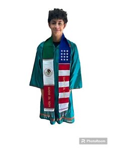 EMBROIDERED GRADUATION STOLE , SARAPE STOLE , UNISEX , MEXICAN - AMERICAN