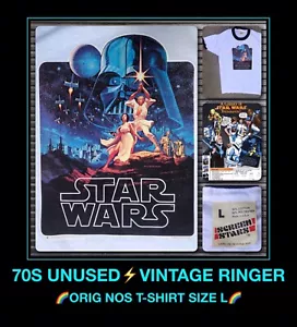 VTG orig ‘77 Star Wars IV 4 classic trilogy HILDEBRANDT Poster print T-Shirt LG - Picture 1 of 12