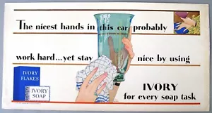 1929 IVORY SOAP Trolley Car Advert Card, Emily & Walter Reese: The Nicest Hands - Bild 1 von 2