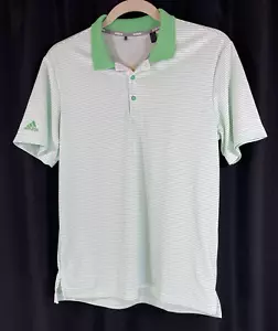 adidas Two Color 2CLR CLBMRC White Green Striped Polo Golf Shirt Mens L - Picture 1 of 10
