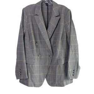 Lane Bryant zweireihiger karierter Blazer Hahnentritt Schulterpolster 16 grau #4103 - Bild 1 von 15