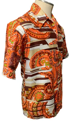 KAWIKA of HAWAII, Ltd. Vintage 70s Men's SS Mod Hawaiian Print Shirt - Sz L - Image 1 of 4