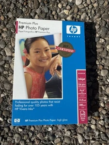 Nowy papier fotograficzny HP Premium Plus 4x6 wysoki połysk 100 arkuszy drukarka atramentowa 11,5 mil - Zdjęcie 1 z 2