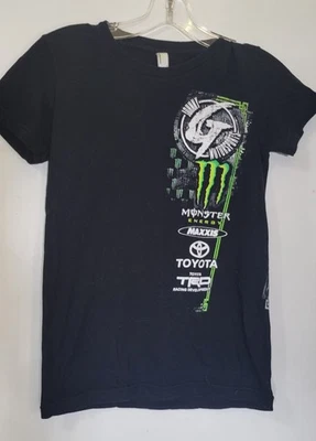 Винтажная мужская маленькая черная футболка Monster Energy Johnny G Motorsports с графикой Y2K - Изображение 1 из 3