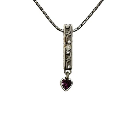 Collar Corazón Cristal Púrpura Brighton Un Día de Amor Barra Reversible Retirado Foto 1 de 4