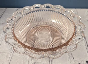 Depression Glas Anchor Hocking alte Kolonie rosa Spitzenrand Schale VINTAGE - Bild 1 von 6