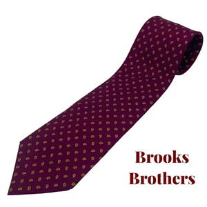 Brooks Brothers Burgundy Mustard Paisley Pure Silk Career Office Necktie NWOT - Picture 1 of 6