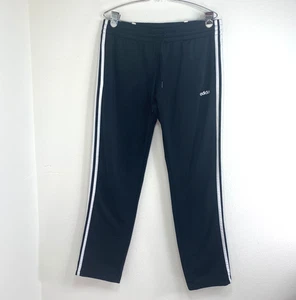 Adidas Herren schwarz Jogginghose große weiße Streifen elastische Taille gerades Bein Fitnessstudio - Bild 1 von 12