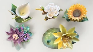 LENOX SONNENBLUME Gartenblume 2000 Skulptur Konvolut 6 verschiedene Blumen - Bild 1 von 19