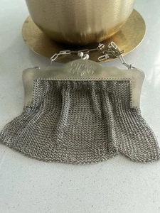 Antique Purse With Sterling Silver Frame And 800 German Silver Mesh Chainmail - Picture 1 of 7
