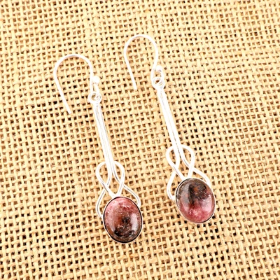 Orecchino gioiello fatto a mano in argento sterling 925 con pietra preziosa r... - Immagine 1 di 4