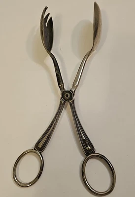 Pinzas de tijera para servir de colección plato plateado Italia ensalada/fruta servidor 10" Foto 1 de 4