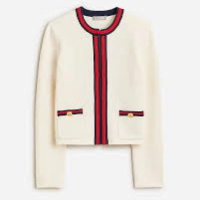 J. Кардиган Crew цвета слоновой кости с красными и темно-синими акцентами, золотые пуговицы размер большой - Изображение 1 из 4