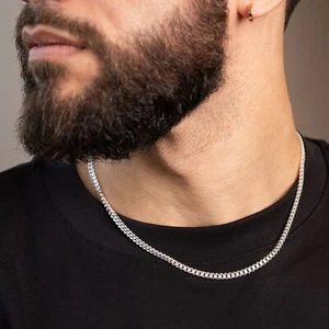 Men's Italy 925 SOLID Sterling Silver Fine Miami Cuban Chain Necklace 5, 6, 7 MM - Picture 1 of 16