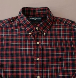 Men's RALPH LAUREN Red Blue Green + Pinpoint Plaid Shirt XL X-Lrg NWT NEW NiCe! - Picture 1 of 5